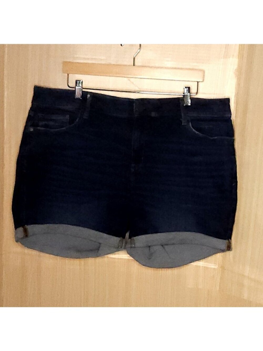 A.N.A Womens Plus Dark Wash Mid Rise Midi Denim Shorts 18W
